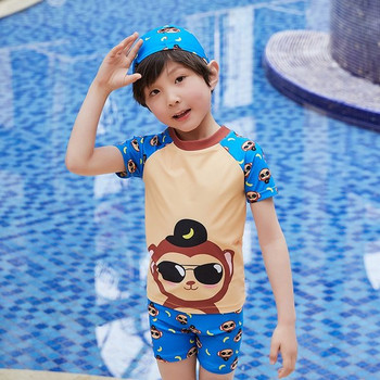 Детски бански костюм от две части с шапка
