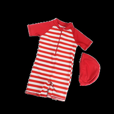 Csíkos fürdőruha piros színben