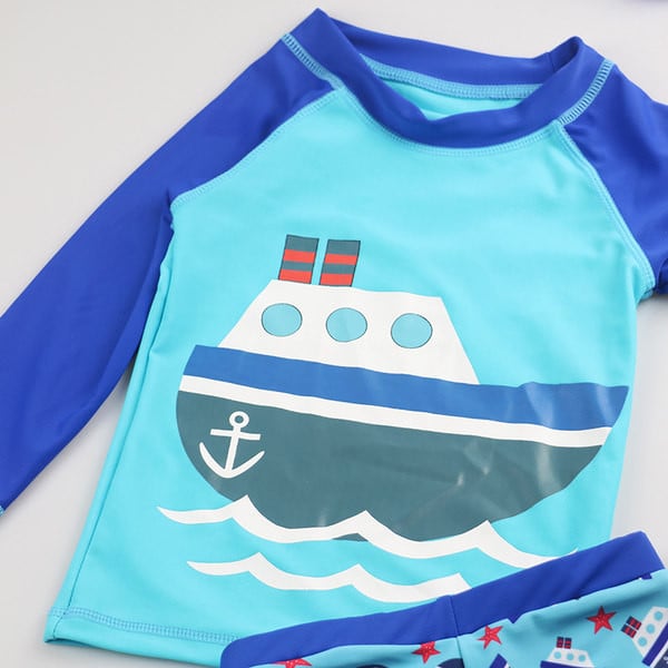 Modernus vaikiškas dviejų dalių mėlynos spalvos maudymosi kostiumėlis