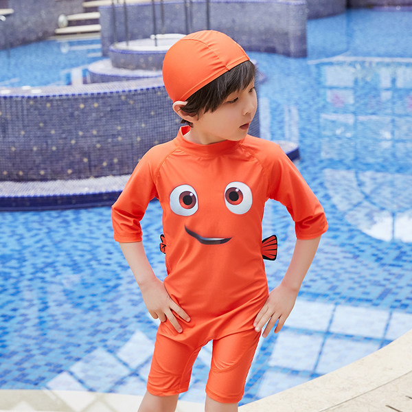 Gyermek úszóruha narancssárga rátéttel