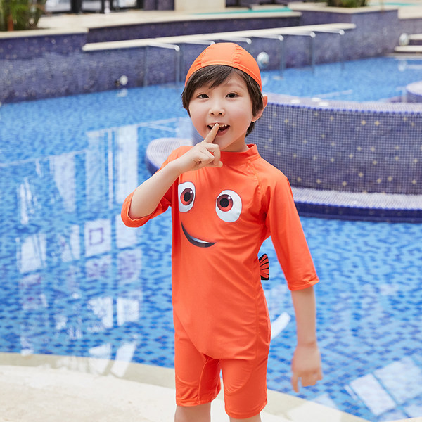 Gyermek úszóruha narancssárga rátéttel