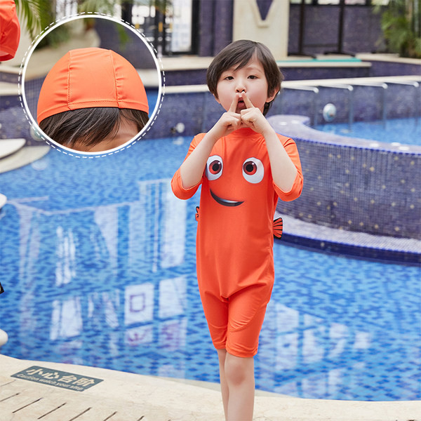 Gyermek úszóruha narancssárga rátéttel