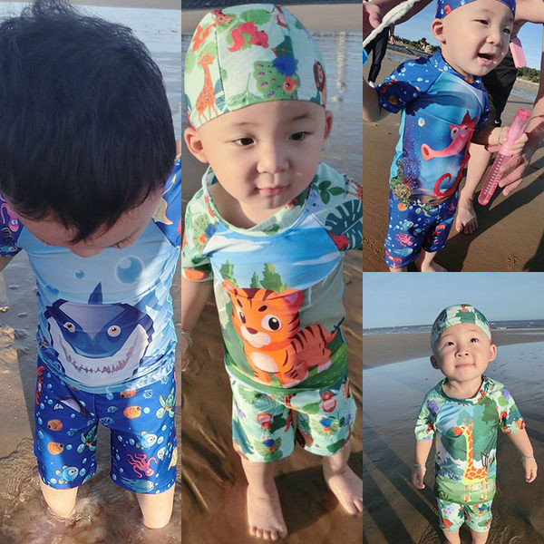 Šareni dječji kupaći kostim za dječake od brzosušeće tkanine