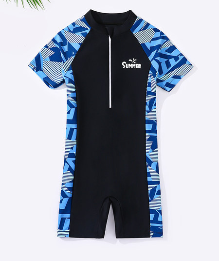 Ολόσωμο μαγιό για αγόρια σε μπλε και μαύρο χρώμα