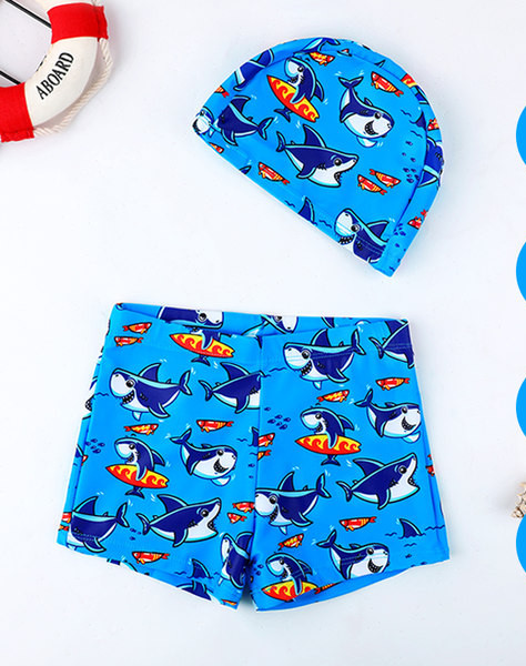 Gyermek fürdőruha kék és sárga rátéttel