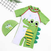 Παιδικό ολόσωμο μαγιό με έγχρωμη απλικέ και φερμουάρ