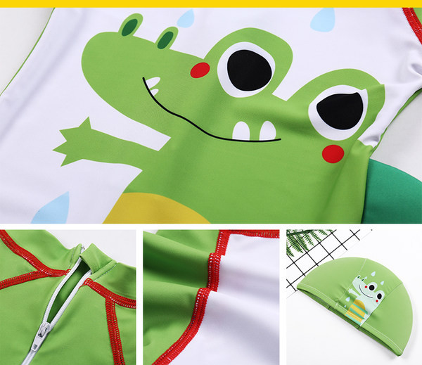 Παιδικό ολόσωμο μαγιό με έγχρωμη απλικέ και φερμουάρ