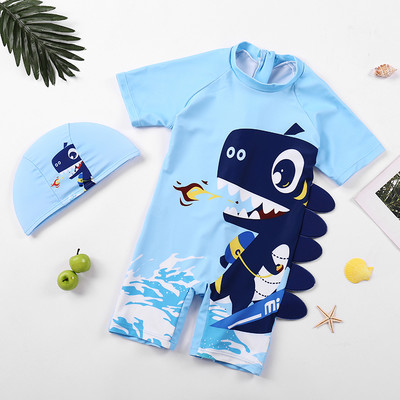 Gyermek teljes fürdőruha kék színben, rátéttel