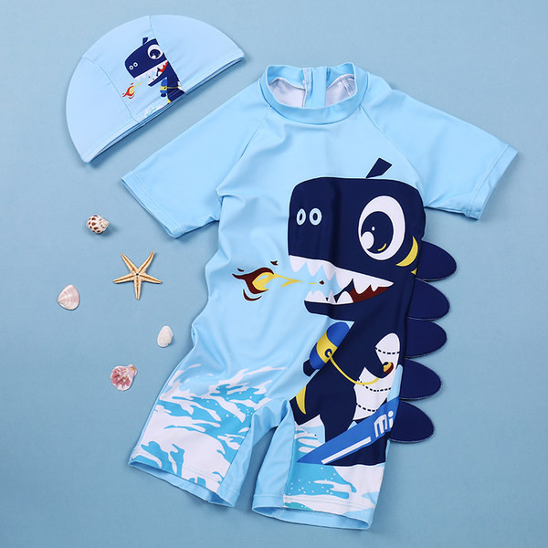 Gyermek teljes fürdőruha kék színben, rátéttel