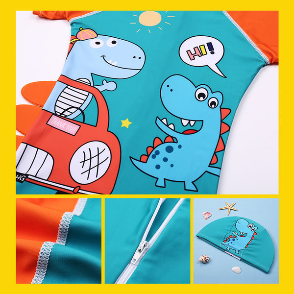 Ένα ολόκληρο παιδικό μαγιό με πολύχρωμη απλικέ για αγόρια