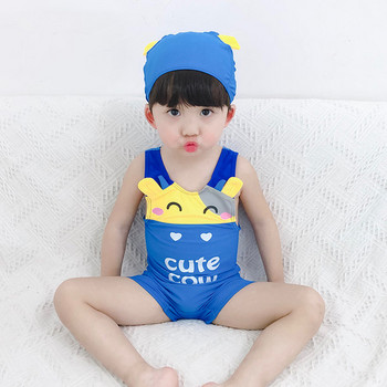 Детски бански костюм в син и жълт цвят подходящ за момчета