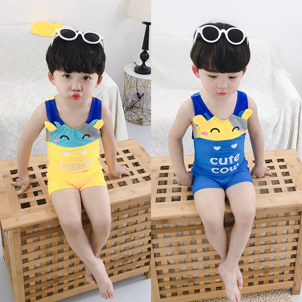 Poistele sobiv sinist ja kollast värvi laste ujumistrikoo