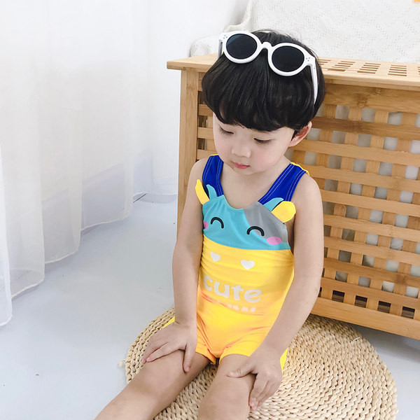 Poistele sobiv sinist ja kollast värvi laste ujumistrikoo