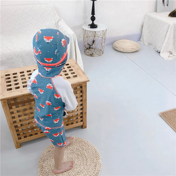 Нов модел детски бански костюм в син цвят с апликация
