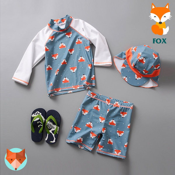 Gyermek fürdőruha új modellje kék színben, rátéttel