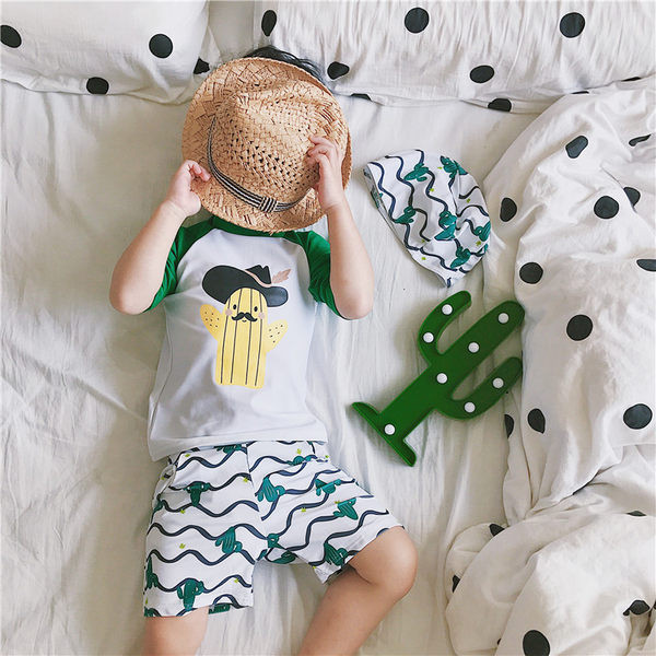 Παιδικό μαγιό σε τρία μέρη με απλικέ κάκτου