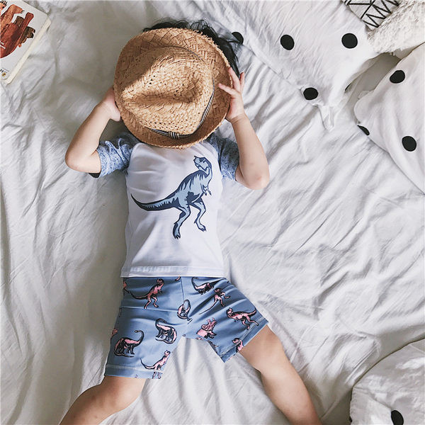 Fényvédő fürdőruha fiúknak két részes - rátéttel