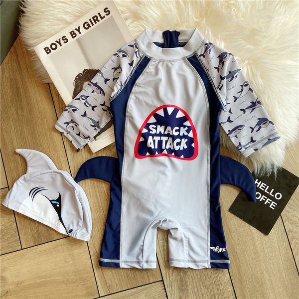 Gyermek fürdőruha hátul cipzárral és rövid ujjakkal