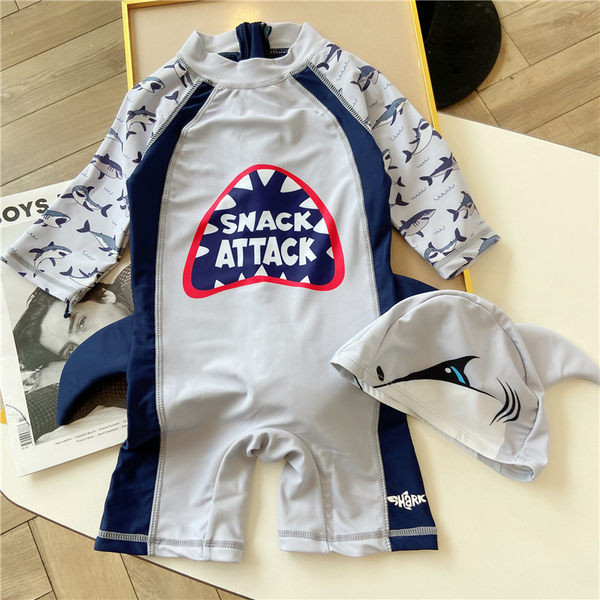 Gyermek fürdőruha hátul cipzárral és rövid ujjakkal