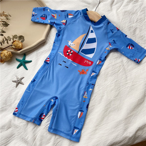 Gyermek fürdőruha kék színben, rátéttel