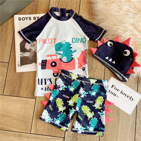 Gyermek fürdőruha fiúnak két részből, sapkával