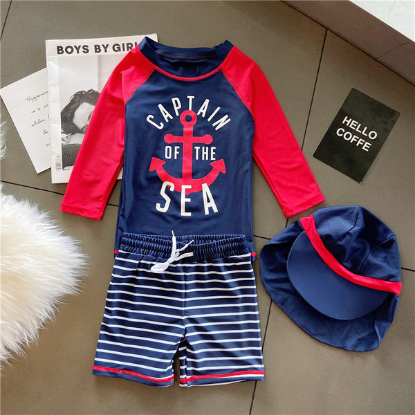 Gyorsan száradó anyagból készült fiú fürdőruha - három részes