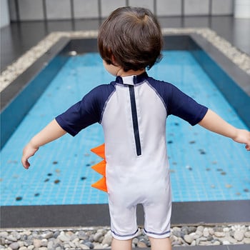 Детски цял бански костюм с апликация за момчета 