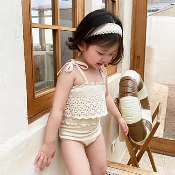 Модерен бански костюм с тънки презрамки за момичета
