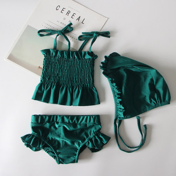 Gyermek fürdőruha lányoknak zöld színben