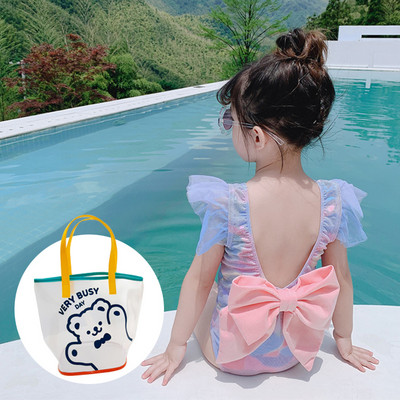 Gyermek fürdőruha szalaggal és csupasz háttal