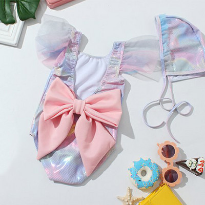 Lányoknak készült fürdőruha, hátul szalaggal