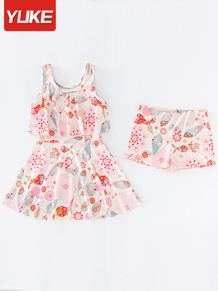 Dječji kupaći kostimi za djevojčice s printom u boji - tip haljine