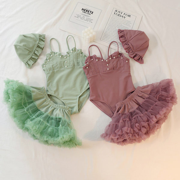 Παιδικό μαγιό για κορίτσια με τούλι και πέρλες