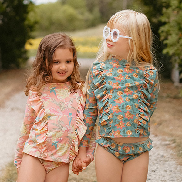 Divatos, virágmintás gyerek fürdőruha lányoknak