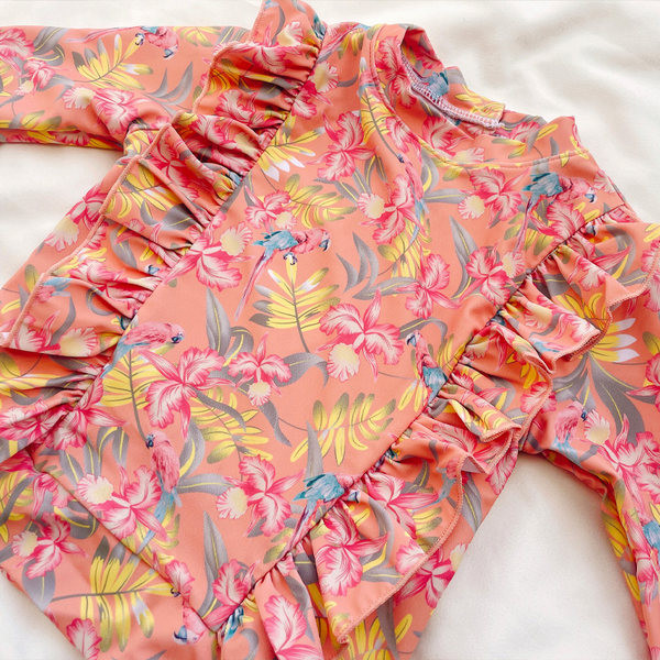 Divatos, virágmintás gyerek fürdőruha lányoknak