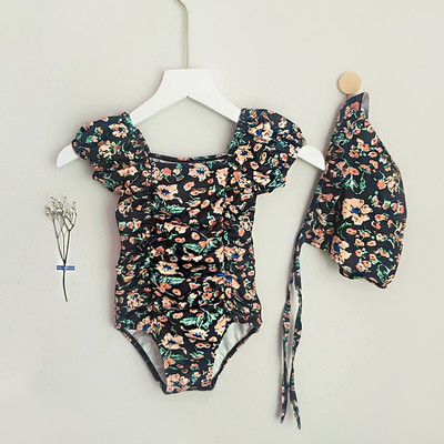 Ολόκληρο παιδικό μαγιό με φλοράλ μοτίβο για κορίτσια