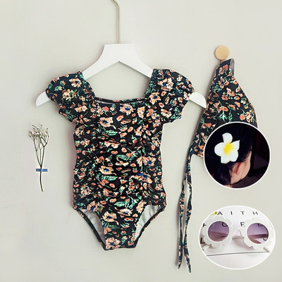 Ολόκληρο παιδικό μαγιό με φλοράλ μοτίβο για κορίτσια