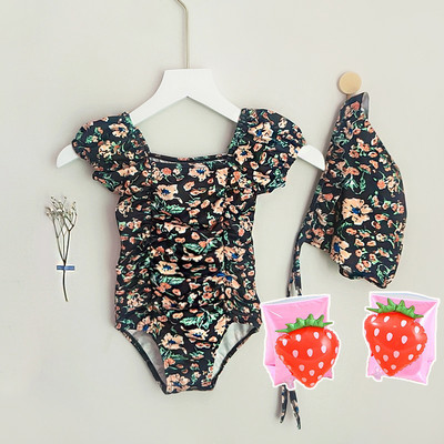 Ολόκληρο παιδικό μαγιό με φλοράλ μοτίβο για κορίτσια