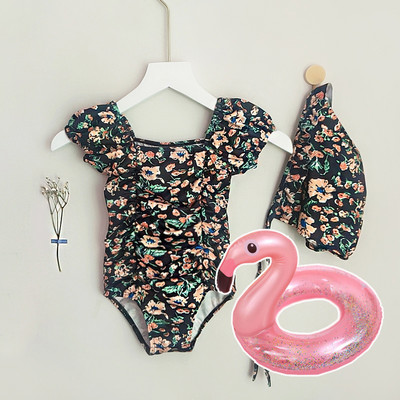 Ολόκληρο παιδικό μαγιό με φλοράλ μοτίβο για κορίτσια