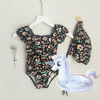 Ολόκληρο παιδικό μαγιό με φλοράλ μοτίβο για κορίτσια