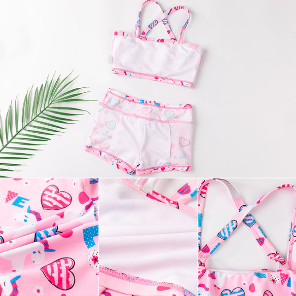 Παιδικό σετ κολύμβησης σε ροζ χρώμα σε δύο μέρη