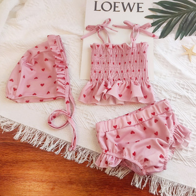 Μοντέρνο μαγιό με εμπριμέ καρδιές για κορίτσια