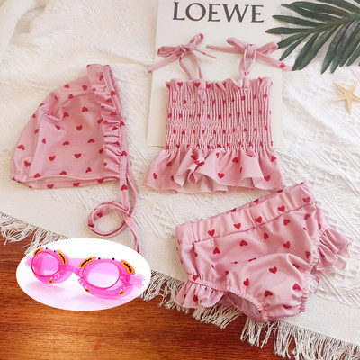 Μοντέρνο μαγιό με εμπριμέ καρδιές για κορίτσια