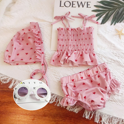 Μοντέρνο μαγιό με εμπριμέ καρδιές για κορίτσια