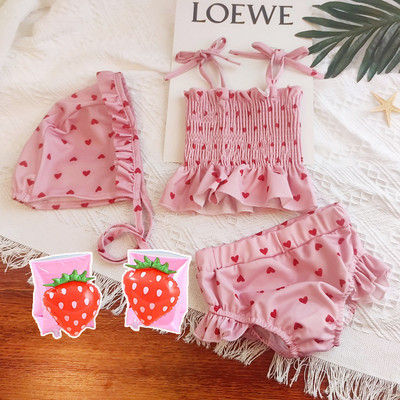 Μοντέρνο μαγιό με εμπριμέ καρδιές για κορίτσια