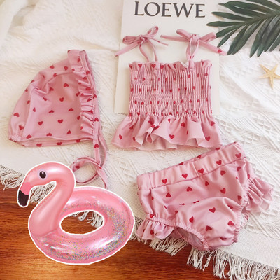 Μοντέρνο μαγιό με εμπριμέ καρδιές για κορίτσια