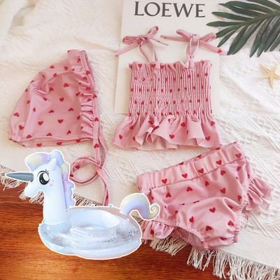 Μοντέρνο μαγιό με εμπριμέ καρδιές για κορίτσια