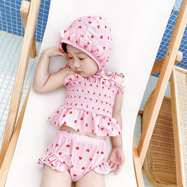 Μοντέρνο μαγιό με εμπριμέ καρδιές για κορίτσια