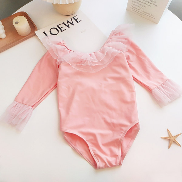 Teljes, tüll fürdőruha lányoknak rózsaszínben