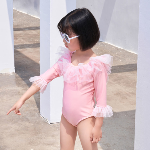 Teljes, tüll fürdőruha lányoknak rózsaszínben